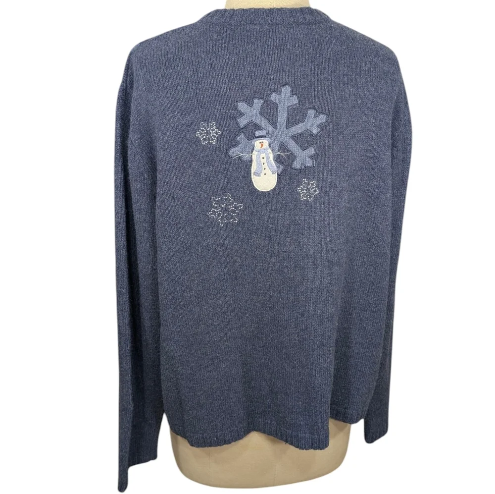 Croft & Barrow Embroidered Winter Snowmen & Snowflakes Zip Sweater Jacket. XL